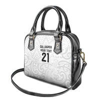 New Zealand Rangatira Custom Shoulder Handbag All White Niho Taniwha Maori Tribal