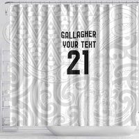 New Zealand Rangatira Custom Shower Curtain All White Niho Taniwha Maori Tribal