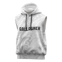 New Zealand Rangatira Custom Sleeveless Hoodie All White Niho Taniwha Maori Tribal - Polynesian Pride