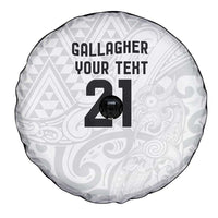 New Zealand Rangatira Custom Spare Tire Cover All White Niho Taniwha Maori Tribal
