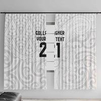 New Zealand Rangatira Custom Window Curtain All White Niho Taniwha Maori Tribal