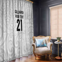 New Zealand Rangatira Custom Window Curtain All White Niho Taniwha Maori Tribal