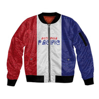 New Zealand Rugby Pacific Personalised Sleeve Zip Bomber Jacket Maori Style Tribal Tapa Pattern