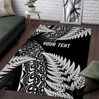 New Zealand Rugby Pacific Personalised Area Rug All Black Maori Pasifika Fern Pattern
