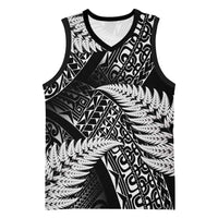 New Zealand Rugby Pacific Personalised Basketball Jersey All Black Maori Pasifika Fern Pattern - Polynesian Pride