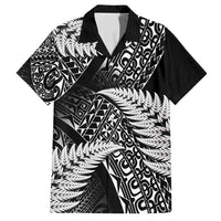 New Zealand Rugby Pacific Personalised Family Matching Long Sleeve Bodycon Dress and Hawaiian Shirt All Black Maori Pasifika Fern Pattern LT9 Dad's Shirt - Short Sleeve Black - Polynesian Pride