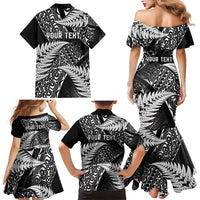 New Zealand Rugby Pacific Personalised Family Matching Mermaid Dress and Hawaiian Shirt All Black Maori Pasifika Fern Pattern LT9 - Polynesian Pride