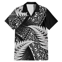 New Zealand Rugby Pacific Personalised Family Matching Mermaid Dress and Hawaiian Shirt All Black Maori Pasifika Fern Pattern LT9 Dad's Shirt - Short Sleeve Black - Polynesian Pride