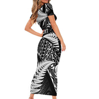New Zealand Rugby Pacific Personalised Family Matching Short Sleeve Bodycon Dress and Hawaiian Shirt All Black Maori Pasifika Fern Pattern LT9 - Polynesian Pride
