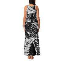 New Zealand Rugby Pacific Personalised Family Matching Tank Maxi Dress and Hawaiian Shirt All Black Maori Pasifika Fern Pattern