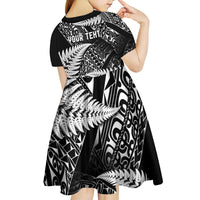New Zealand Rugby Pacific Personalised Kid Short Sleeve Dress All Black Maori Pasifika Fern Pattern