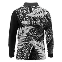 New Zealand Rugby Pacific Personalised Long Sleeve Polo Shirt All Black Maori Pasifika Fern Pattern