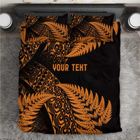 New Zealand Rugby Pacific Personalised Bedding Set All Gold Maori Pasifika Fern Pattern