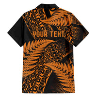 New Zealand Rugby Pacific Personalised Family Matching Off The Shoulder Long Sleeve Dress and Hawaiian Shirt All Gold Maori Pasifika Fern Pattern LT9 - Polynesian Pride