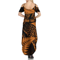 New Zealand Rugby Pacific Personalised Family Matching Summer Maxi Dress and Hawaiian Shirt All Gold Maori Pasifika Fern Pattern