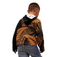 New Zealand Rugby Pacific Personalised Kid Hoodie All Gold Maori Pasifika Fern Pattern