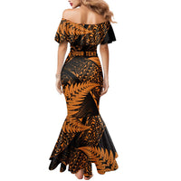 New Zealand Rugby Pacific Personalised Mermaid Dress All Gold Maori Pasifika Fern Pattern