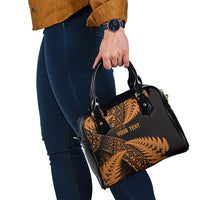 New Zealand Rugby Pacific Personalised Shoulder Handbag All Gold Maori Pasifika Fern Pattern