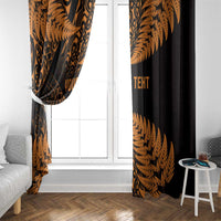 New Zealand Rugby Pacific Personalised Window Curtain All Gold Maori Pasifika Fern Pattern