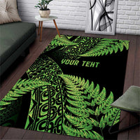 New Zealand Rugby Pacific Personalised Area Rug All Lime Maori Pasifika Fern Pattern
