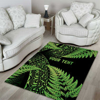 New Zealand Rugby Pacific Personalised Area Rug All Lime Maori Pasifika Fern Pattern