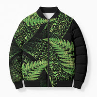 New Zealand Rugby Pacific Personalised Bomber Puffer Jacket All Lime Maori Pasifika Fern Pattern - Polynesian Pride