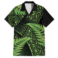 New Zealand Rugby Pacific Personalised Family Matching Off The Shoulder Long Sleeve Dress and Hawaiian Shirt All Lime Maori Pasifika Fern Pattern LT9 Dad's Shirt - Short Sleeve Lime - Polynesian Pride