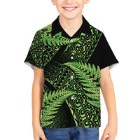 New Zealand Rugby Pacific Personalised Family Matching Short Sleeve Bodycon Dress and Hawaiian Shirt All Lime Maori Pasifika Fern Pattern LT9 Son's Shirt Lime - Polynesian Pride