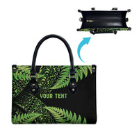 New Zealand Rugby Pacific Personalised Leather Bag All Lime Maori Pasifika Fern Pattern - Polynesian Pride