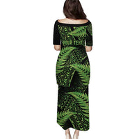 New Zealand Rugby Pacific Personalised Puletasi All Lime Maori Pasifika Fern Pattern