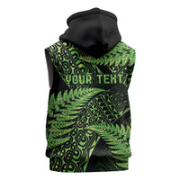 New Zealand Rugby Pacific Personalised Sleeveless Hoodie All Lime Maori Pasifika Fern Pattern - Polynesian Pride