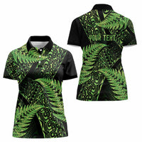 New Zealand Rugby Pacific Personalised Women Polo Shirt All Lime Maori Pasifika Fern Pattern