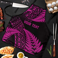 New Zealand Rugby Pacific Personalised Apron All Pink Maori Pasifika Fern Pattern - Polynesian Pride
