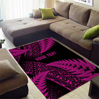 New Zealand Rugby Pacific Personalised Area Rug All Pink Maori Pasifika Fern Pattern