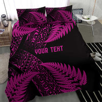 New Zealand Rugby Pacific Personalised Bedding Set All Pink Maori Pasifika Fern Pattern
