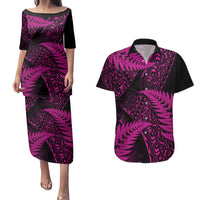New Zealand Rugby Pacific Personalised Couples Matching Puletasi and Hawaiian Shirt All Pink Maori Pasifika Fern Pattern LT9 Pink - Polynesian Pride