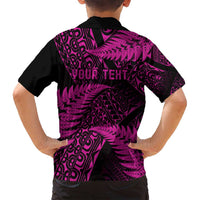 New Zealand Rugby Pacific Personalised Family Matching Long Sleeve Bodycon Dress and Hawaiian Shirt All Pink Maori Pasifika Fern Pattern LT9 - Polynesian Pride