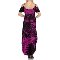 New Zealand Rugby Pacific Personalised Family Matching Summer Maxi Dress and Hawaiian Shirt All Pink Maori Pasifika Fern Pattern LT9 - Polynesian Pride