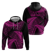 New Zealand Rugby Pacific Personalised Hoodie All Pink Maori Pasifika Fern Pattern