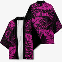 New Zealand Rugby Pacific Personalised Kimono All Pink Maori Pasifika Fern Pattern - Polynesian Pride