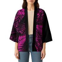 New Zealand Rugby Pacific Personalised Kimono All Pink Maori Pasifika Fern Pattern - Polynesian Pride