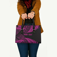 New Zealand Rugby Pacific Personalised Leather Bag All Pink Maori Pasifika Fern Pattern - Polynesian Pride