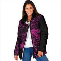 New Zealand Rugby Pacific Personalised Padded Jacket All Pink Maori Pasifika Fern Pattern - Polynesian Pride