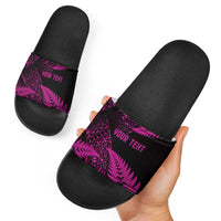 New Zealand Rugby Pacific Personalised Slide Sandals All Pink Maori Pasifika Fern Pattern - Polynesian Pride