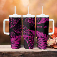 New Zealand Rugby Pacific Personalised Tumbler With Handle All Pink Maori Pasifika Fern Pattern