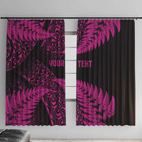 New Zealand Rugby Pacific Personalised Window Curtain All Pink Maori Pasifika Fern Pattern
