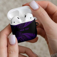 New Zealand Rugby Pacific Personalised AirPods Case All Purple Maori Pasifika Fern Pattern - Polynesian Pride