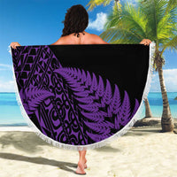 New Zealand Rugby Pacific Personalised Beach Blanket All Purple Maori Pasifika Fern Pattern