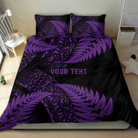 New Zealand Rugby Pacific Personalised Bedding Set All Purple Maori Pasifika Fern Pattern