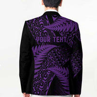 New Zealand Rugby Pacific Personalised Blazer All Purple Maori Pasifika Fern Pattern - Polynesian Pride